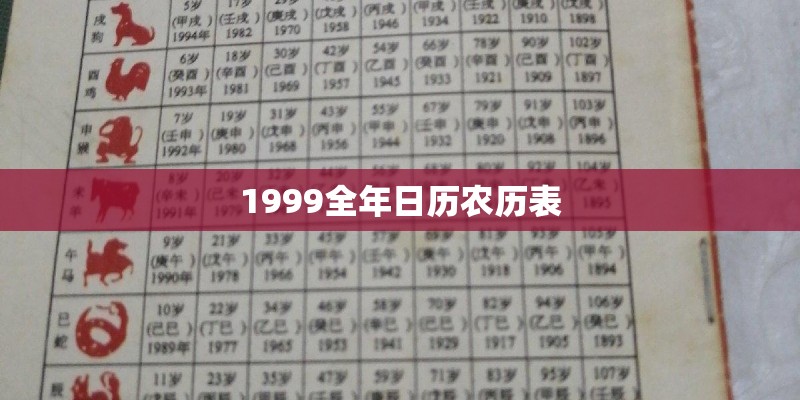 1999全年日历农历表