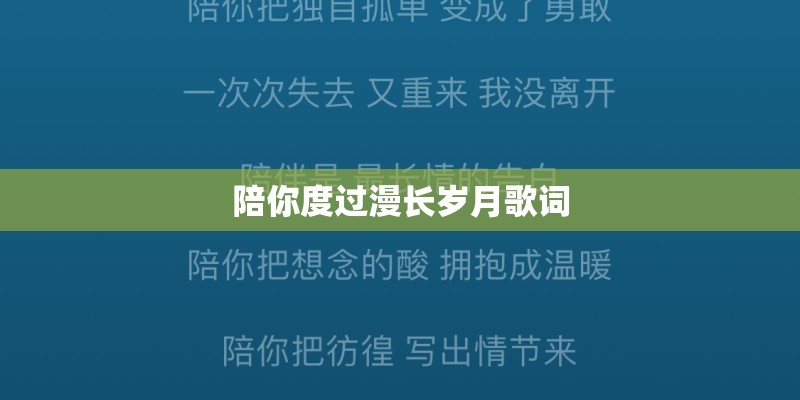 陪你度过漫长岁月歌词