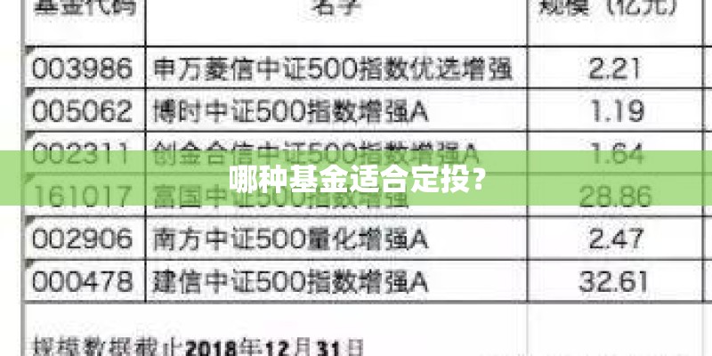 哪种基金适合定投？
