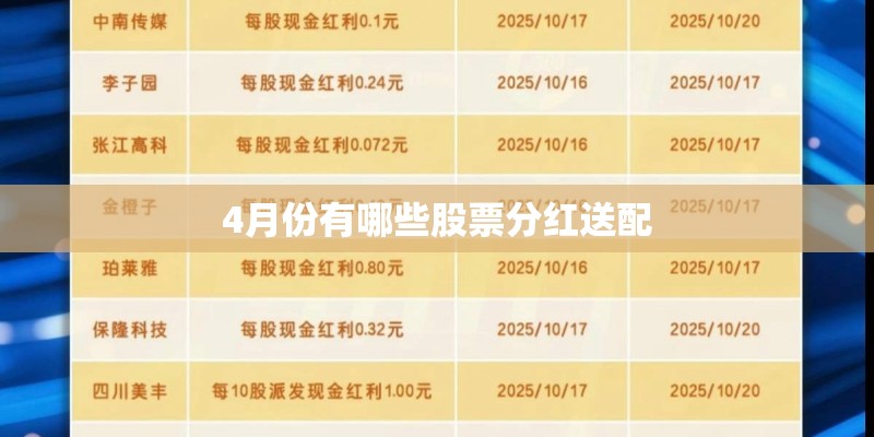 4月份有哪些股票分红送配