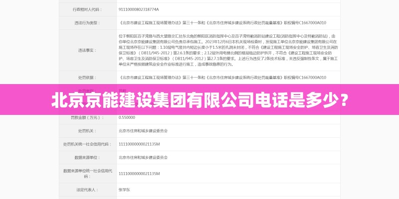 北京京能建设集团有限公司电话是多少？