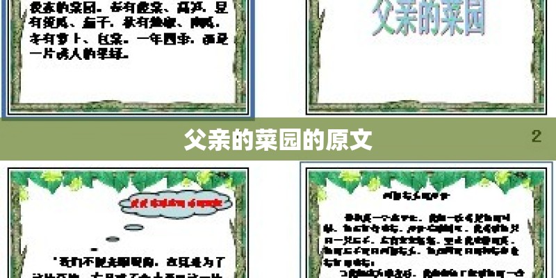 父亲的菜园的原文