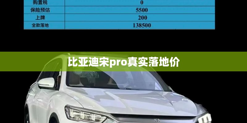 比亚迪宋pro真实落地价