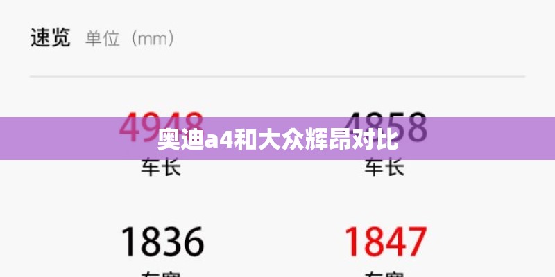 奥迪a4和大众辉昂对比