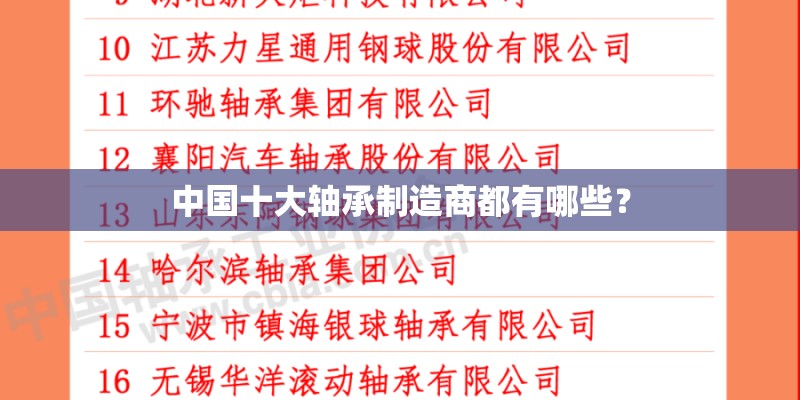 中国十大轴承制造商都有哪些？