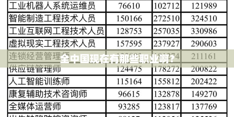 全中国现在有那些职业啊？
