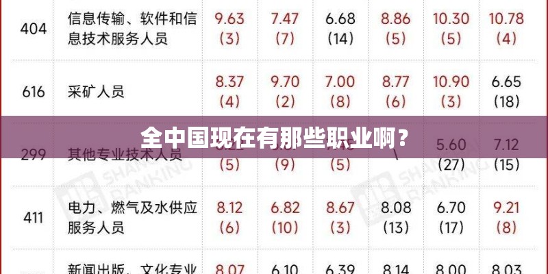 全中国现在有那些职业啊？