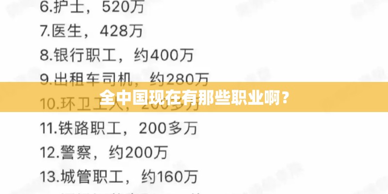 全中国现在有那些职业啊？