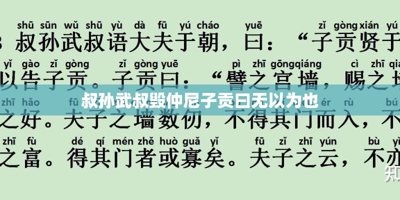 叔孙武叔毁仲尼子贡曰无以为也