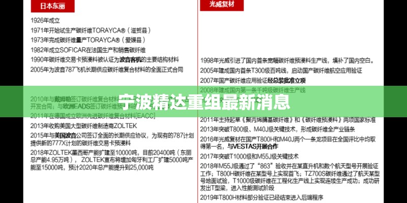 宁波精达重组最新消息