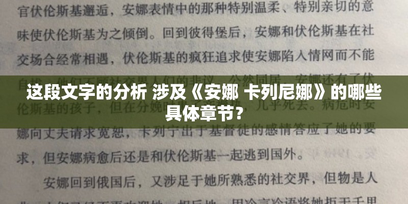 这段文字的分析 涉及《安娜 卡列尼娜》的哪些具体章节？